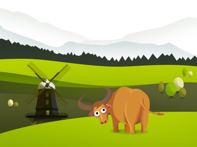 nature cattle windmill