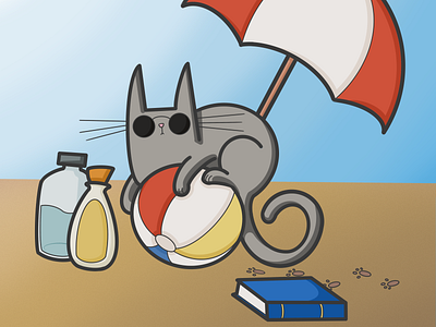 Beach Cat cartoon cat comic design doodle draw graphic design illustration myart photoshop procreate
