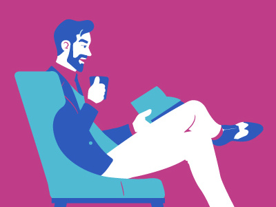 Book Reader book illustration lifestyle man minimal colour reading