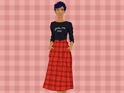 Lady In Checks checks illustration lady red skirt stripes style woman womenswear