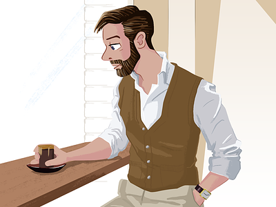 Cardigan a little happier coffee digital painting fashion illustration illustration menswear ste johnson style