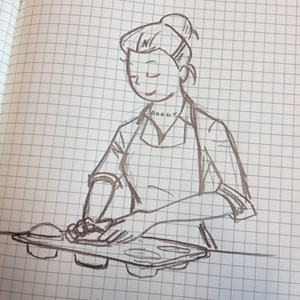 Muffins bake cake drawing pencil sketch woman