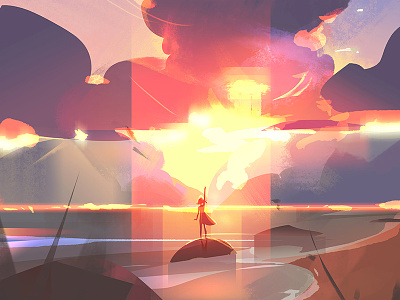 Sunset character clouds concept art digital environment illustration photoshop sunset visual development
