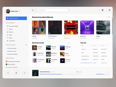 Music Player design figma ui ux website