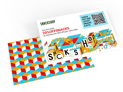 Snackshop Postcards branding design graphic design illustration isometric isometric illustration typography vector