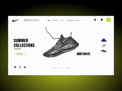 Nike Web UI branding concept design graphic design minimal nike nikeshoes productdesign ui ux