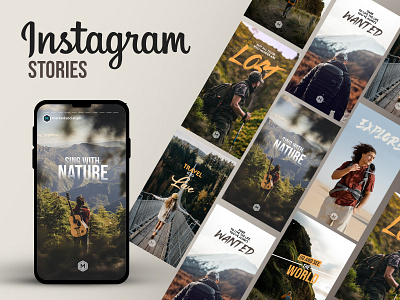 Instagram Stories adventure branding climber design explore graphic design hiking inspiring instagram instagram stories lifestyle mockup modern social media travel trekking typography