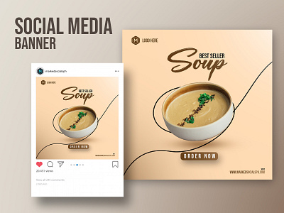 Soup Social Media Banner ads advertisement banner branding design flyer food graphic design instagram minimalist poster product social media banner soup