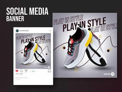 Sportswear Banner for Social Media ads advertisement athlete banner branding design flyer graphic design instagram poster running shoes sports style wear