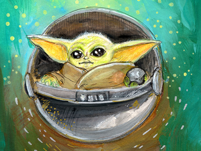Grogu (Baby Yoda) art art-print illustration paintings
