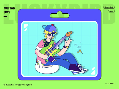 Guitar boy avatar boy guitar illustration ps