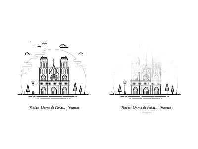 Notre Dame de Paris on fire ai art building icon design illustration line line art notre dame de paris outline outline building outlinedrawing paris ps ui