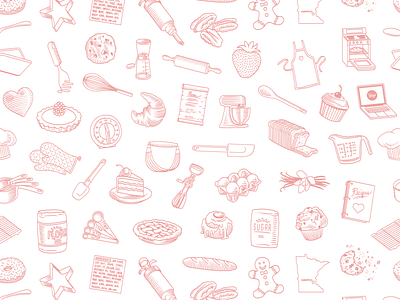 Sweet Zoey's Pattern baking cookware icon illustration kitchen pattern repeating