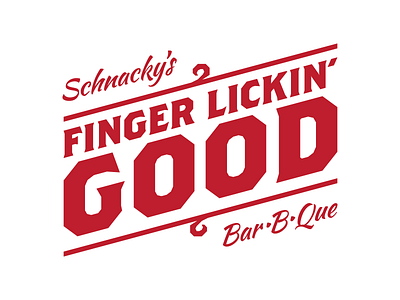 Schnacky's Finger Lickin' Good BBQ barbecue beef branding chicken grill identity logo meat pork red smoke swine