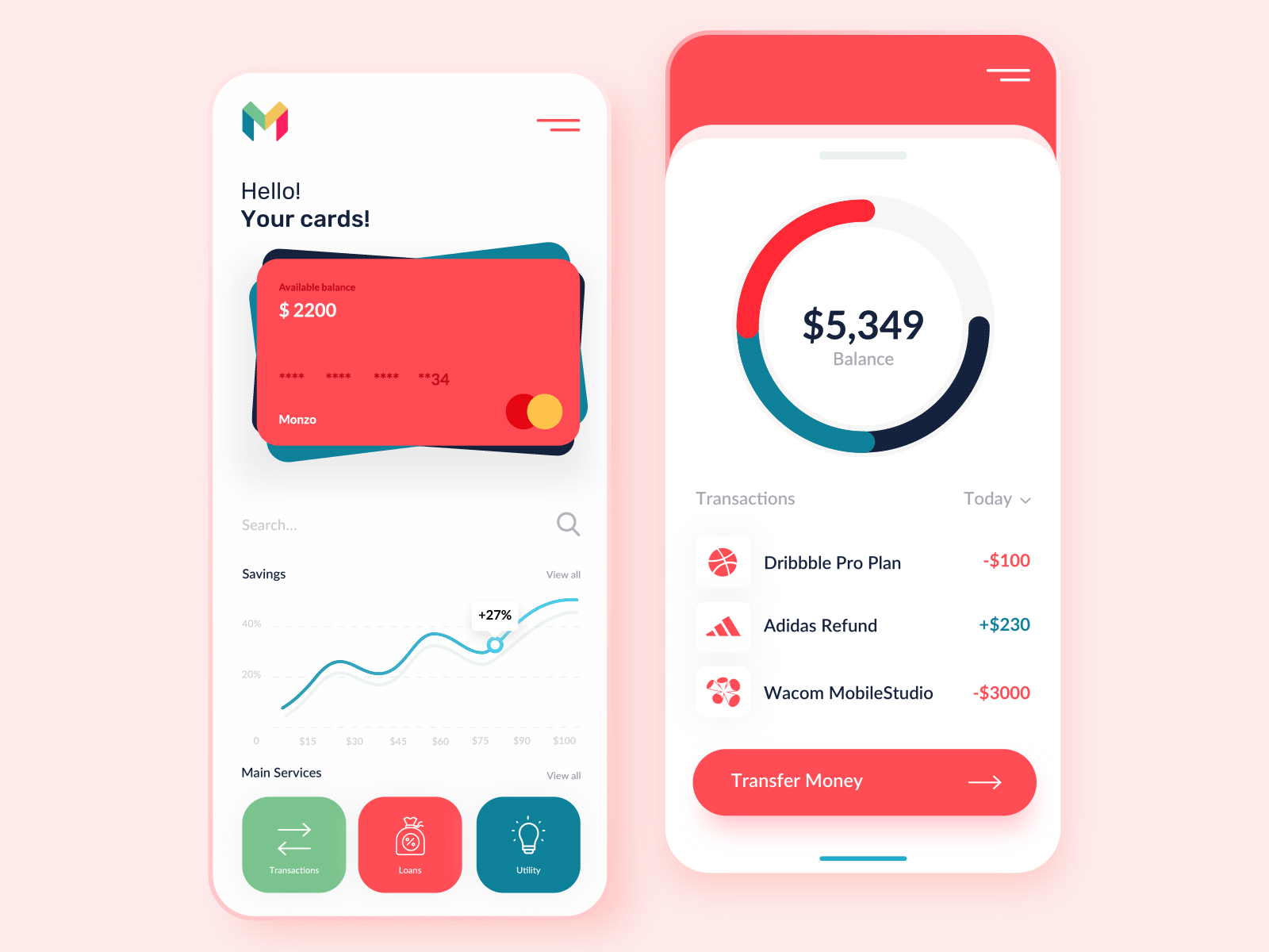 Monzo App android app banking colors creative design designer finance foster gif ios iphone mobile mobileapp ui uiux ux uxdesign webdesign webdesigner