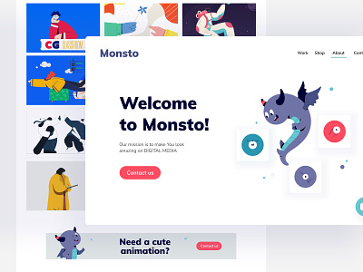Monsto ! Animation Agency website animation creative graphic design illustration motion graphics ui