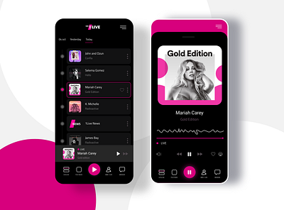 Radio App for WDR Live Germany app app design apple black contract dark interface ios live live music music pause pink play player radio radio app radioplayer radiostation screens white