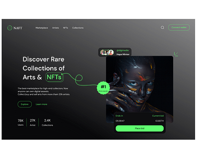 Nft landing page 2 nft nftarts ui ux