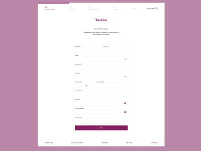 Sign up process on a fintech website