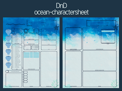 DnD ocean-charactersheet charactersheet design dnd dungeonsanddragons graphic design tabletop