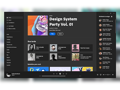 Spotify ft. Adobe - Dark theme graphic design ui