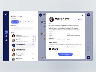 Virtual Clinic Chat Platform UI/UX - User Profile