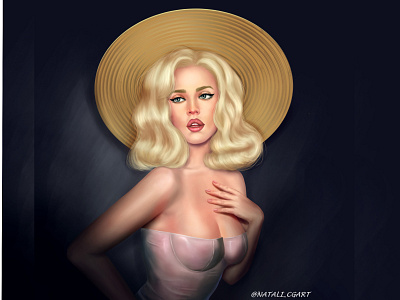 Blonde girl in hat beauty branding emoji illustration portrait woman