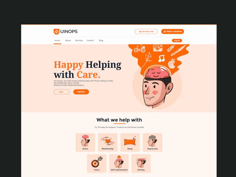 website design: UINOPS branding design doctor home home page homepage illustration landing page ui meditation app mindfulness physiologist physiotherapist physiology product page responsive website ux ui designer web app web design web page website illustration website web site yoga