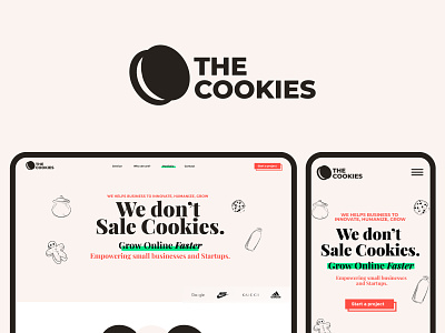 The Cookies Agency - Logo design and Website UX/UI brand design brand identity branding chocolate bar chip milk healthy cookie biscuit orio design design app designer illustration logo design logo designer mic minimalist modern logo podcast podcasting seo smo marketing agency the cookies typography ui