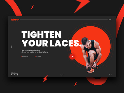 NOVA (Tighten Your Laces) bitcoin black blockchain ico brand energetic energy drink fitness app fitness gym website laces logo minimalist nike shoes shoes website typography ui ux web web design website