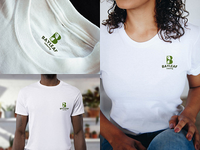 T-shirt mockup of Bayleaf logo design