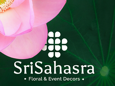 Sri Sahasra flowers logo design design designer elegant event decor floral flower flowers green india logo design logo icon symbol mark logos maker logotype organic natural hurbal organizer ship srisahasra store shop white