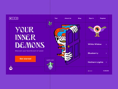 Weed Picker // Website Concept 420 brutalism cannabis clean design flat minimal psychedelic punk rock trash trippy ux web web design website weed