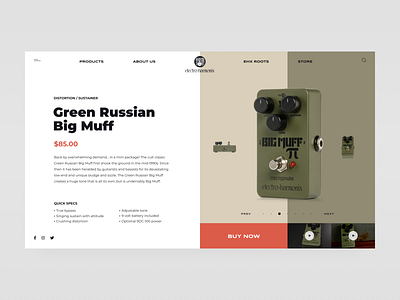 Green Russian Big Muff // Product Page big muff clean design desktop ecommerce electro harmonix fuzz guitarpedal interface minimal music product card rock ui ux uxui web webdesign website