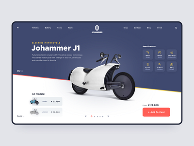 Johammer Electric Motorcycle // Promo Page Concept app clean design flat minimal mobile mobile app product design typography ui uiux ux vector web web design webdesign website