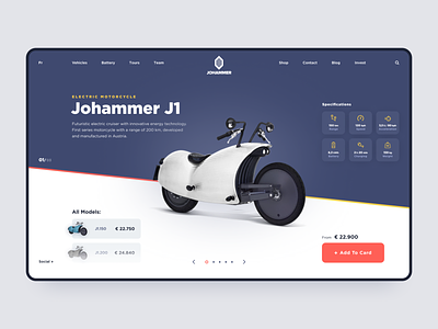 Johammer Electric Motorcycle // Promo Page Concept