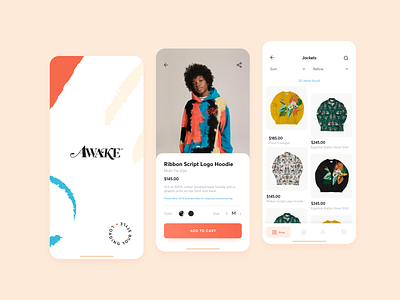 Awake store // Product design app application branding clean flat minimal mobile mobile app product product design typography ui uiux ux vector
