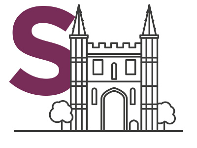 Colchester Town - St John's Abbey Gate building church city colchester design essex flat illustration logo town vector