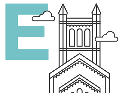 Colchester Town - St Botolph's Church building church city colchester design essex flat illustration logo town vector