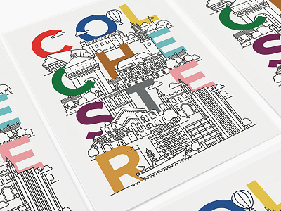 Colchester Town - Complete poster building city colchester design essex flat giclee illustration logo poster town vector