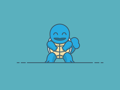 007 Squirtle bulbasaur character clean flat illustration line minimal pokemon pokemongo vector