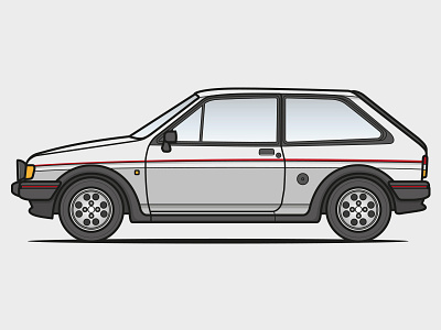 Ford Fiesta Xr2 Mk2 White car classic fiesta flat ford illustration vector