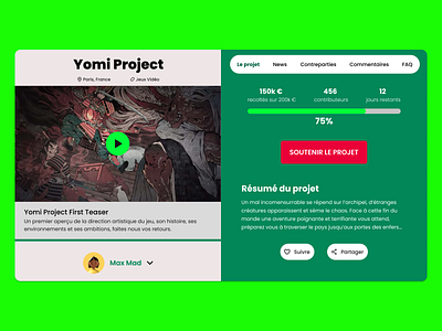 Crowdfunding Video Game Project branding crowdfunding crowdfunding page dailyui design figma funding game graphic design illustration japan kickstarter ninja open world rpg samurai ui ux video game yomi