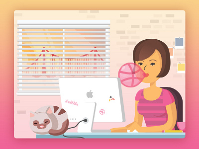 First Shoot Julia bubble gum dribbble first shot girl illustration