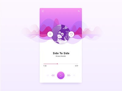 Music player app concept app artist buttons favorites icons ios music player purple search song wave
