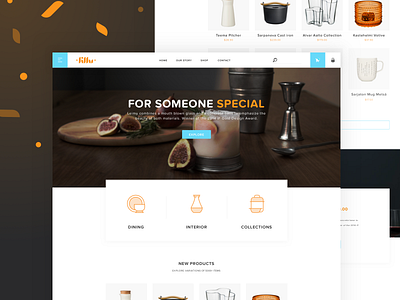 Design objects and cookware landing page button clean cookware design homepage icons landing search web website