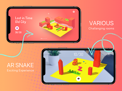 AR Snake Game app ar augmented game illustration interface ios iphone isometric snake ui