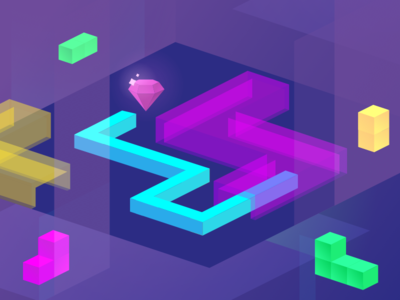 Ar Snake App Store Promotional Artwork app ar augmented color game illustration iphone isometric labyrinth neon snake