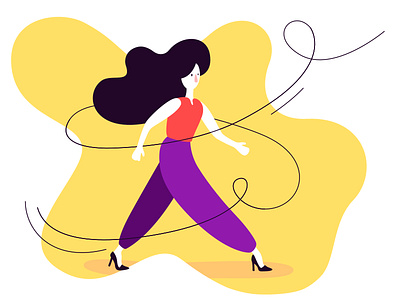 Take A Walk 2d character curves design girl graphic design illustration stroke vortex walk woman