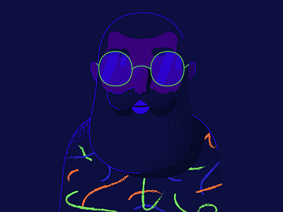 Neon Lights 2d beard character club dark friday illustration lights line man moustache neon
